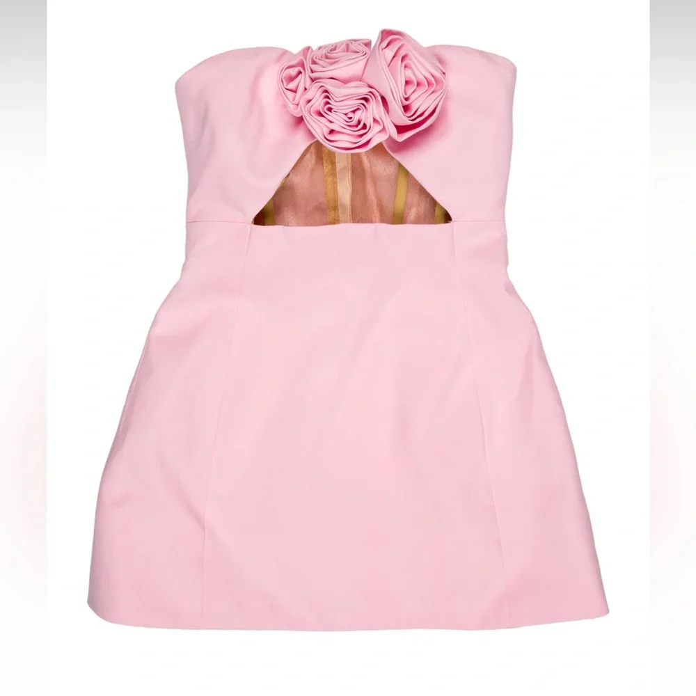 Magda Butrym Pink floral Strapless mini dress- size 2 - Picture 3 of 5